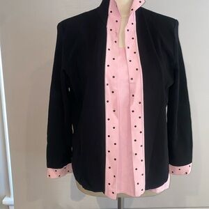 Royal Black and Pink knit Women's twin set